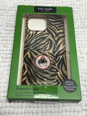 Kate Spade Tiger Zebra Animal Print iPhone 16 Pro Max Case MagSafe NIB